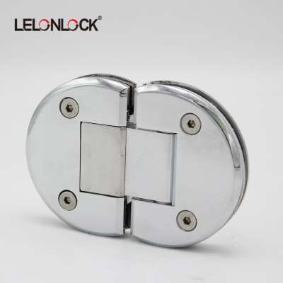 Chrome brass round design shower door 180 degree glass to glass hinge