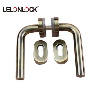 Durable Wood door handle industrial tubular door handle set with antique brass treatment